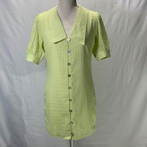 Nasty Gal Petite Extreme Collar Shirt Lemon Yellow Mini Dress Size 4